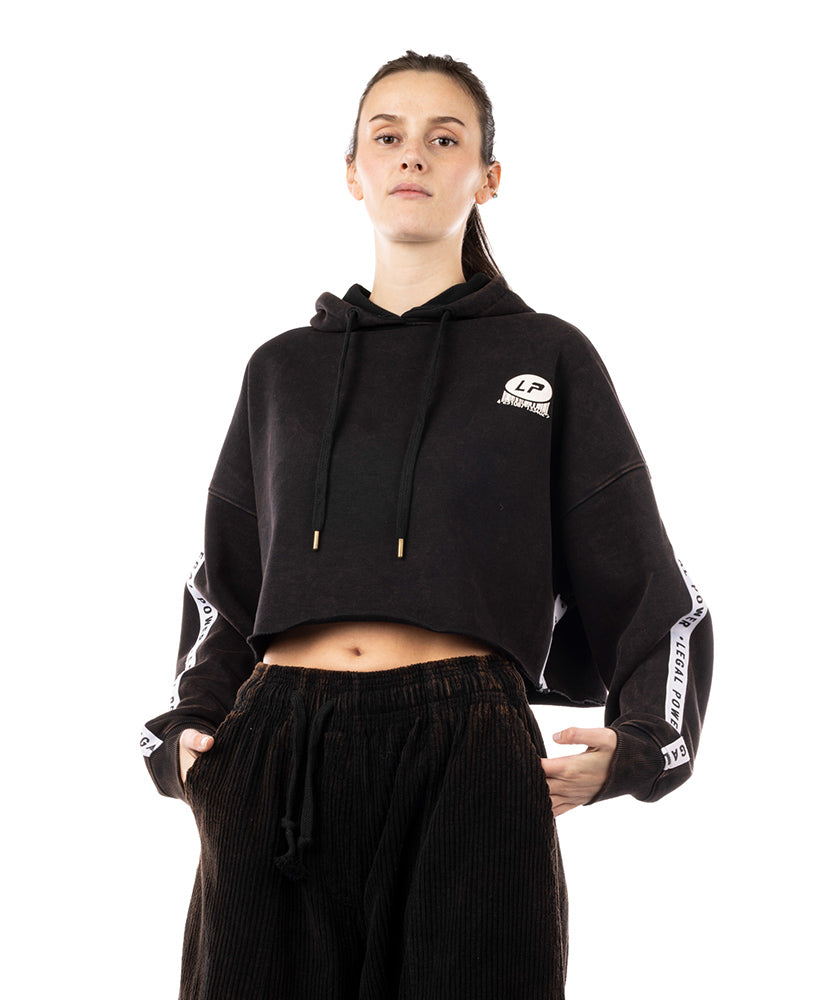 Crop Top Hoodie Tape Stonewashed Ottomix