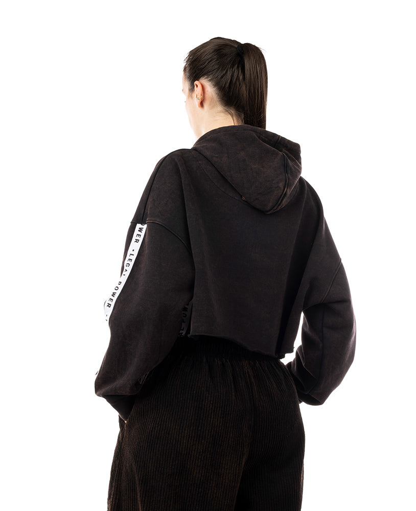 Crop Top Hoodie Tape Stonewashed Ottomix
