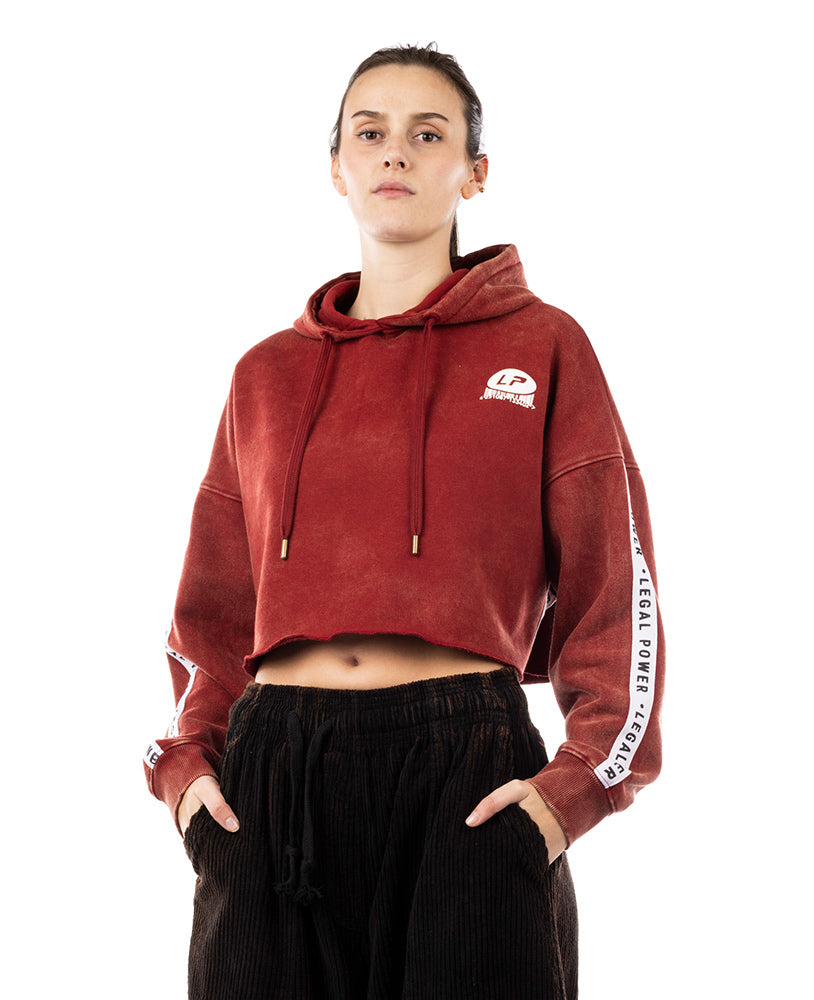 Crop Top Hoodie Tape Stonewashed Ottomix