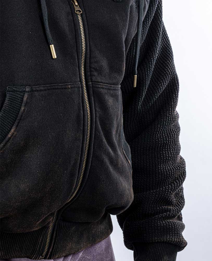 Heavy Zip Hoodie Devils Stonewashed Bostomix Fleece - Legal Power